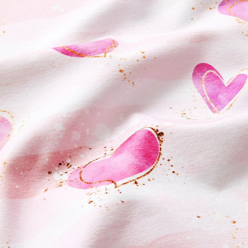 Cotton Jersey Hearts | Glitzerpüppi – light pink/white,  image number 1