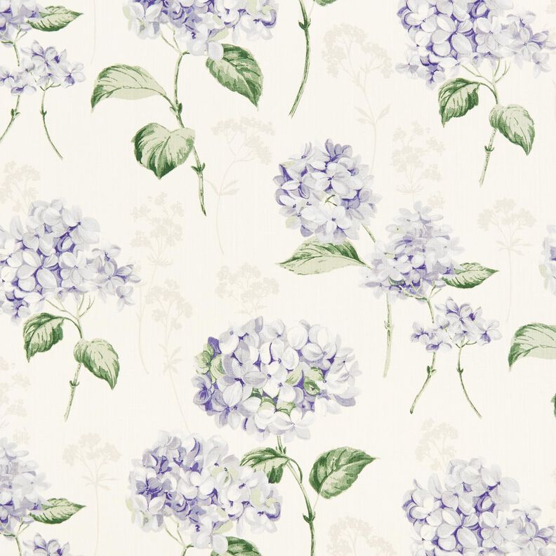 Decor Fabric Panama Hydrangeas – ivory/lilac,  image number 1