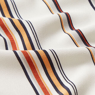 Vertical stripes viscose crepe – white, 