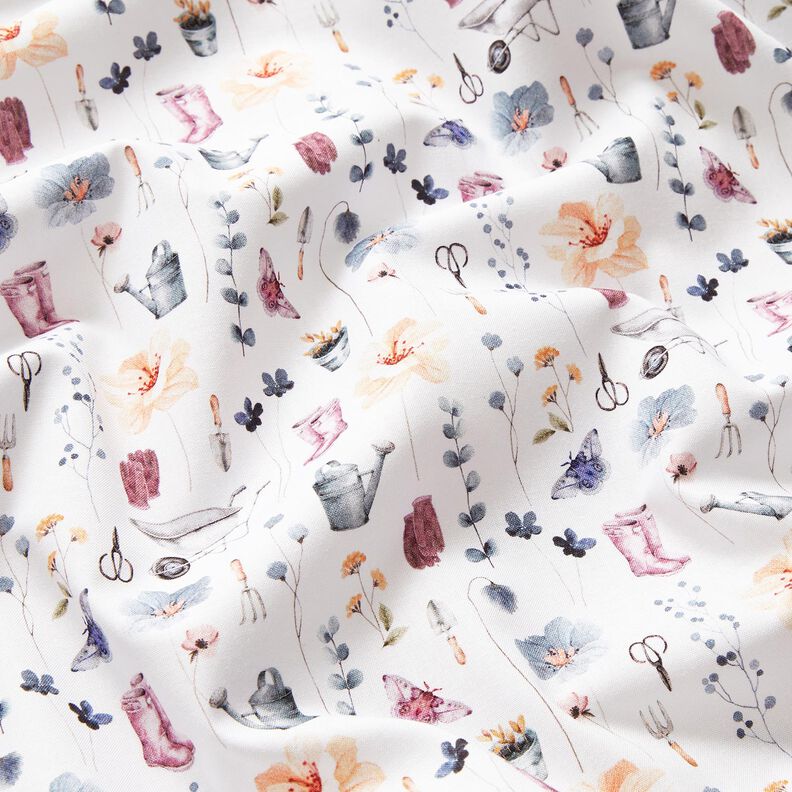Cotton Poplin gardening – white/blue grey,  image number 2