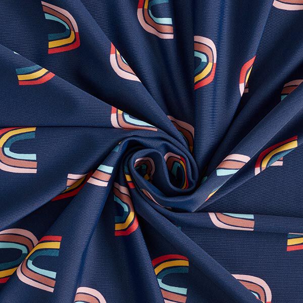 Abstract rainbows swimsuit fabric – navy blue,  image number 3