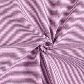 Ribbing Tubular fabric narrow stripes – red lilac/white | Remnant 80cm, 