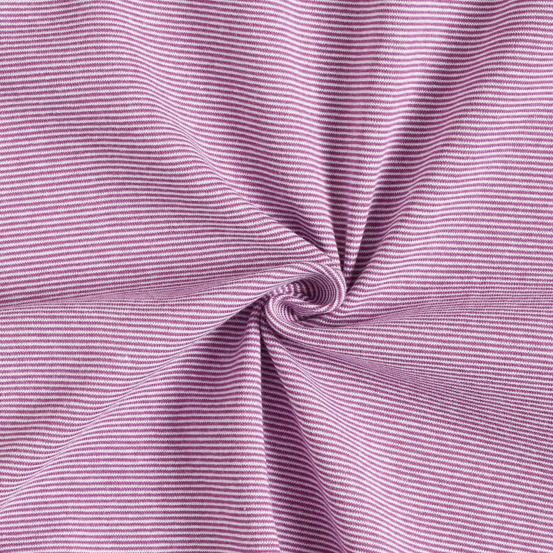 Ribbing Tubular fabric narrow stripes – red lilac/white | Remnant 80cm,  image number 1