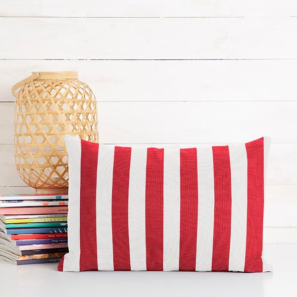 Decor Fabric Canvas Stripes – red/white,  image number 7