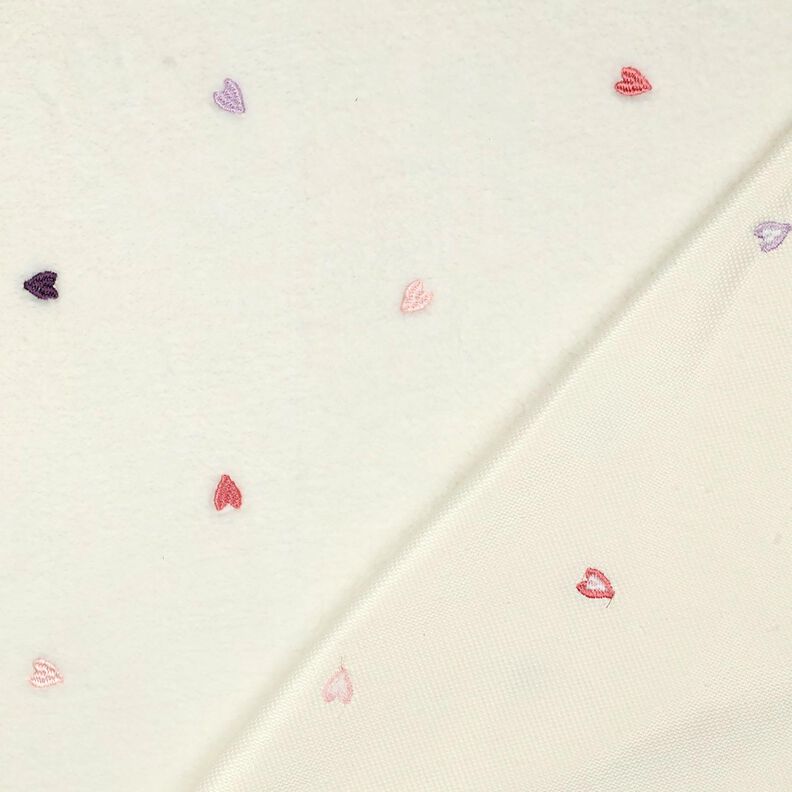 Teddy Fur embroidered hearts | Poppy Fabrics – ivory/rosé, image number 4