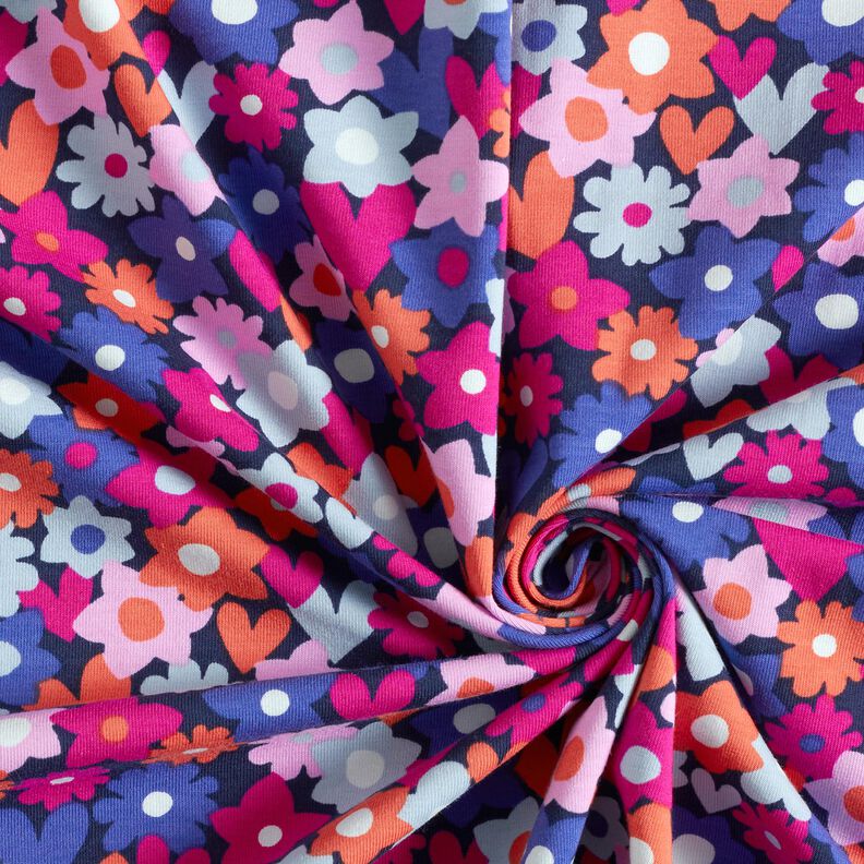 Cotton Jersey colourful flowers | Poppy Fabrics – midnight blue,  image number 3