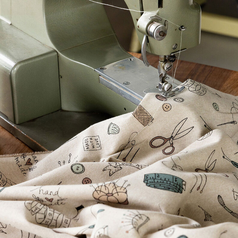 Decor Fabric Half Panama Sewing room – natural/black, image number 5