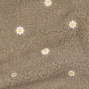 Teddy Fur Embroidered Flowers | Poppy Fabrics – dark taupe, 