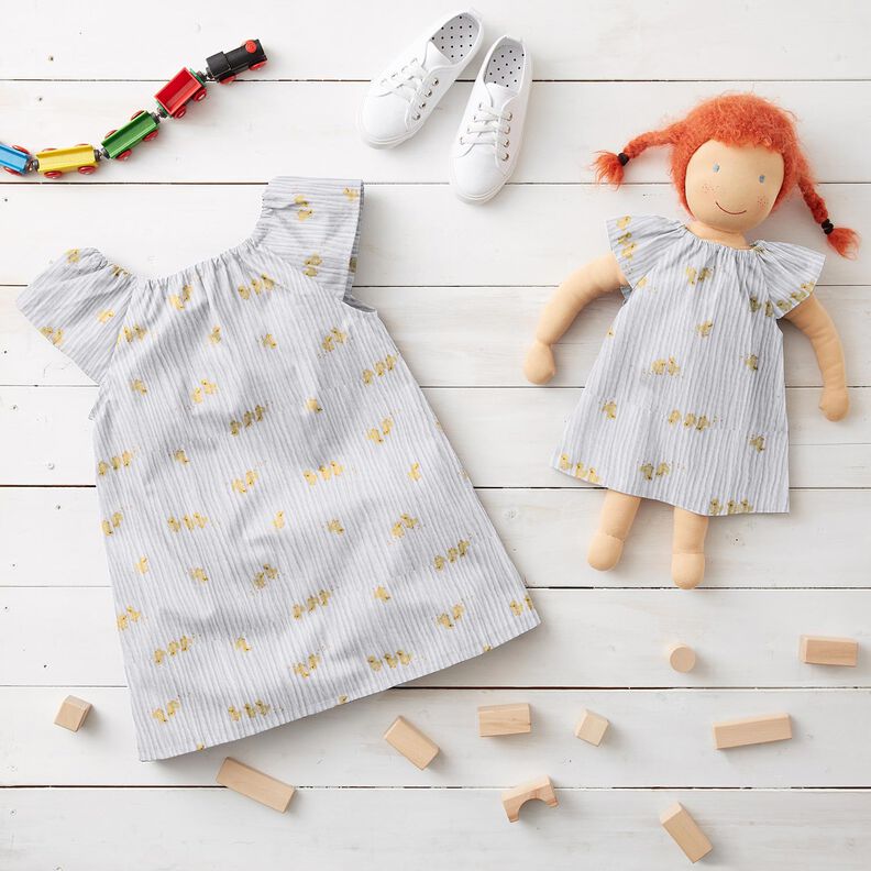 Double Gauze/Muslin cute ducklings – white/gold,  image number 7