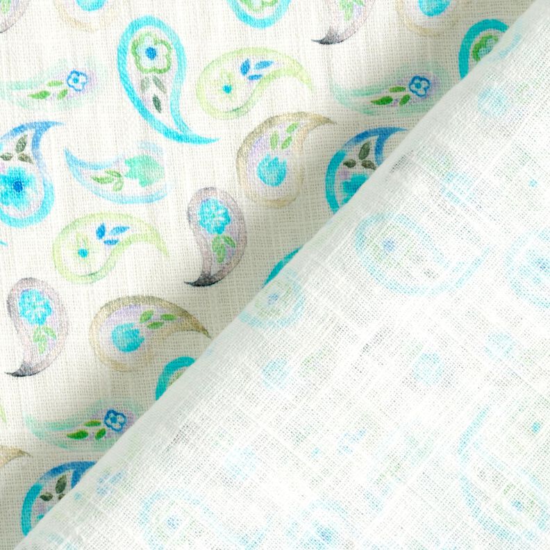 Paisley linen blend – ivory/light turquoise,  image number 4