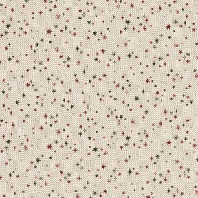 Decor Fabric Half Panama Festive Stars – natural/carmine, 