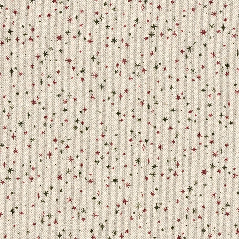 Decor Fabric Half Panama Festive Stars – natural/carmine,  image number 1