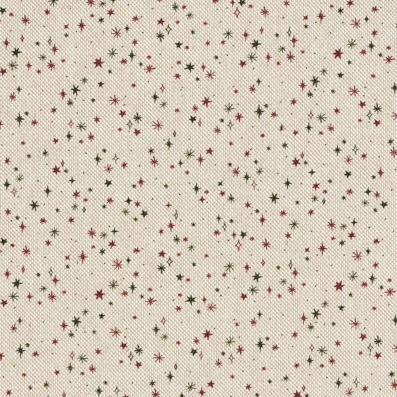 Decor Fabric Half Panama Festive Stars – natural/carmine, image number 1