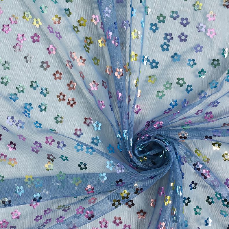 Soft Mesh glitter flowers – denim blue,  image number 4