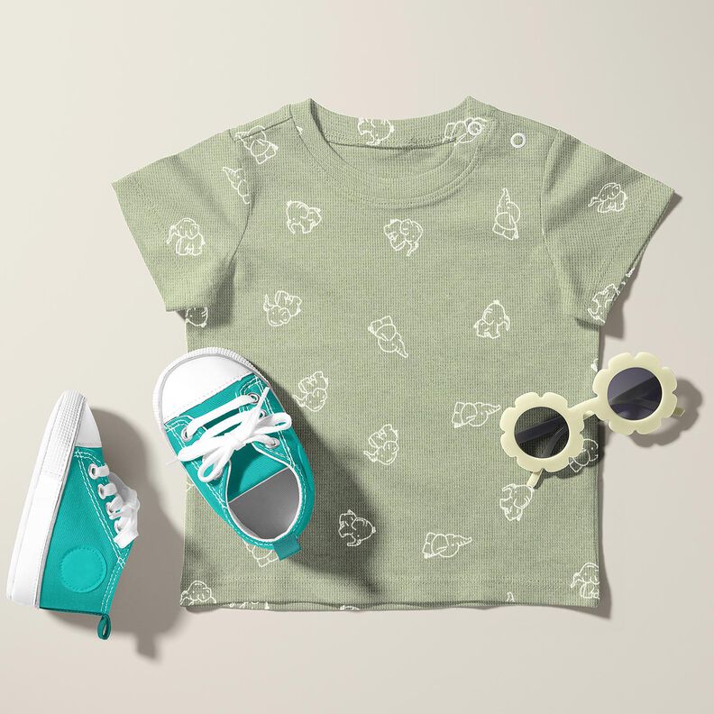 Waffle Jersey Baby Elephants – greige,  image number 6