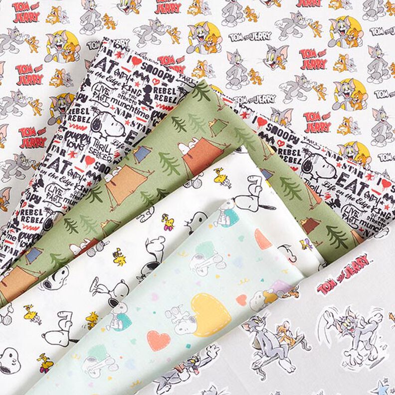 Cotton poplin licensed fabric Snoopy & Woodstock camping | Peanuts ™ – pistachio,  image number 5