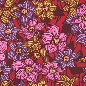 LENZING™ EcoVero™ viscose fabric Flowers | Poppy Fabrics – merlot/apricot, 