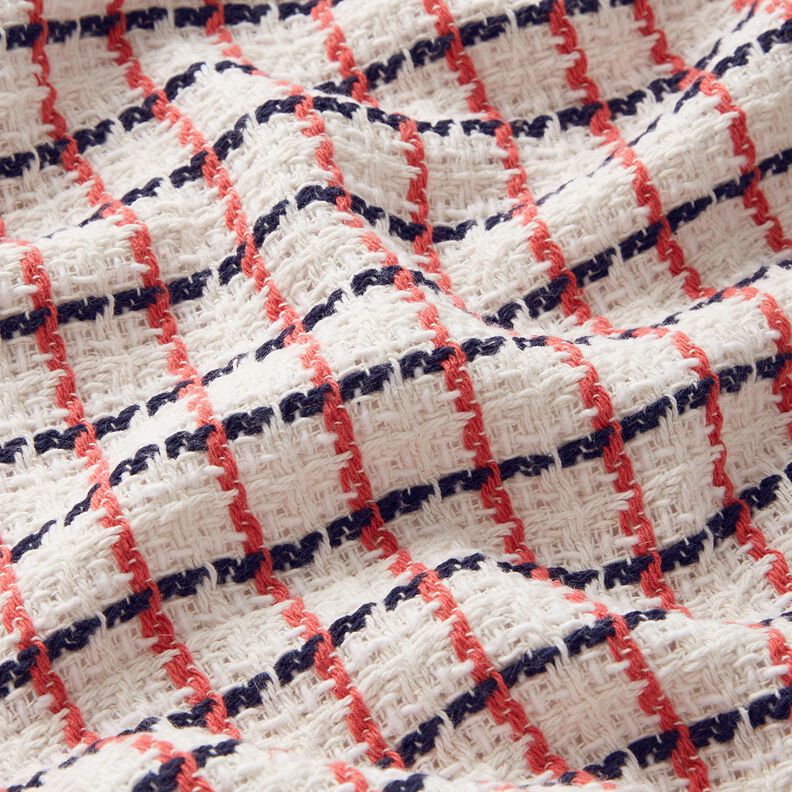 Checked chunky bouclé – white/berry,  image number 2