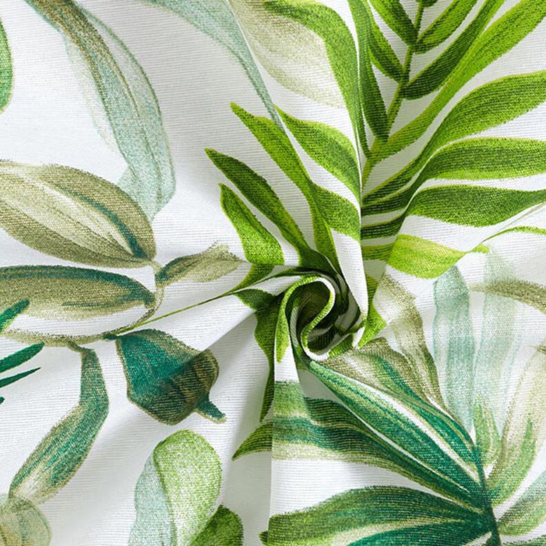 Decorative fabric Canvas Exotic leaves – green/white,  image number 3