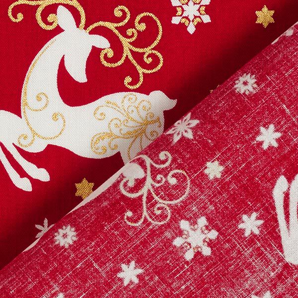 Jumping reindeer cotton poplin fabric – red,  image number 4