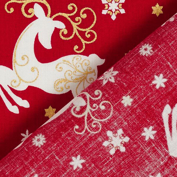 Jumping reindeer cotton poplin fabric – red, image number 4
