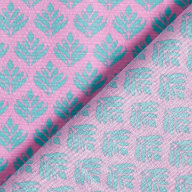 Coated Cotton Abstract Fans – pink/aqua blue,  image number 4