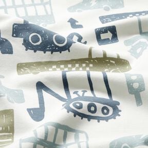 French Terry Scribble vehicles &ndash; white/blue, 