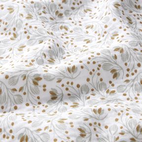Double Gauze/Muslin Abstract Floral Print – white/yellow olive, 