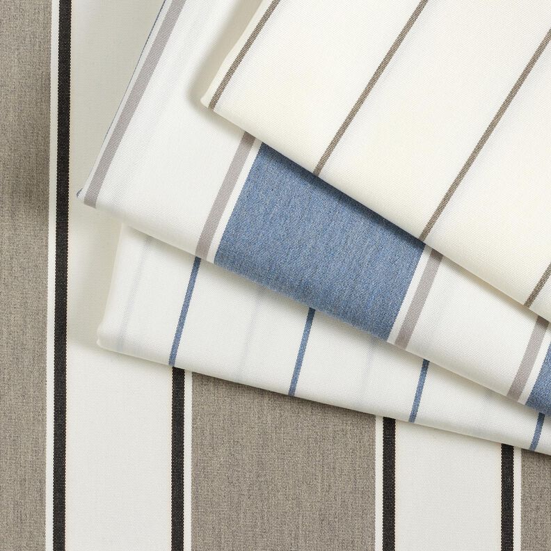 Outdoor Fabric Canvas Mixed stripes – white/grey | Remnant 50cm, image number 5