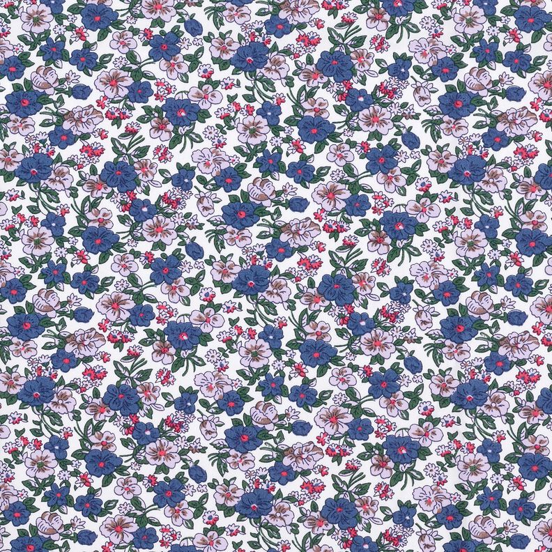 Blouse fabric small bouquets – white/lilac,  image number 1