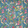 Outdoor Fabric Canvas Birds and flowers – steel blue,  thumbnail number 1