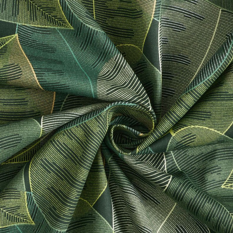 Decor Fabric Cotton Twill minimalist leaves – dark green, image number 3