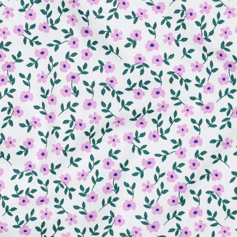 GOTS Cotton Poplin Ditsy Flowers | Poppy Fabrics – white/pink, image number 2
