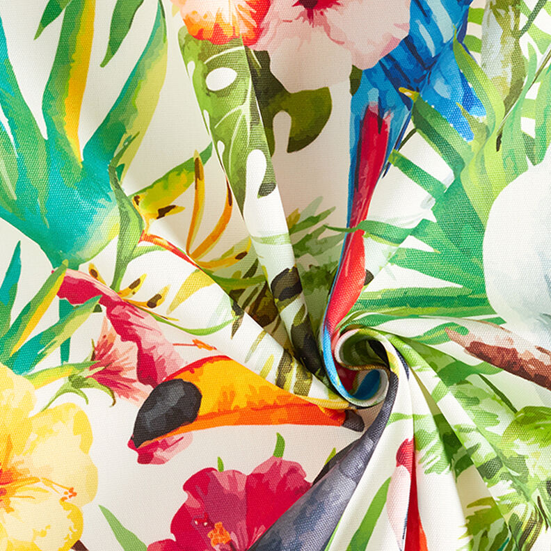 Outdoor Fabric Canvas Tropical birds – white/green,  image number 3