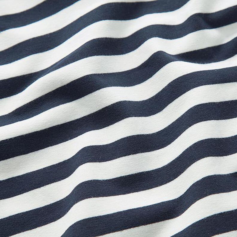 French Terry Yarn-Dyed Stripes – offwhite/navy blue,  image number 2