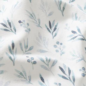 Cotton Jersey delicate watercolour branches and flowers Digital Print – ivory/denim blue | Remnant 100cm, 