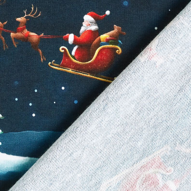 French Terry Santa Claus is coming | Glitzerpüppi – midnight blue/chili, image number 4