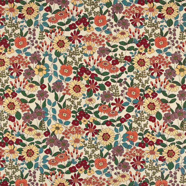 Decor Fabric Tapestry Fabric retro flowers – petrol,  image number 1