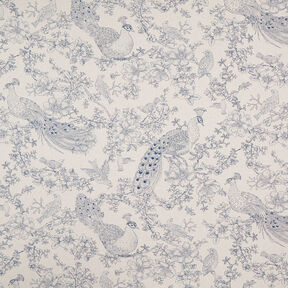Decor Fabric Half Panama romantic peacocks – natural/blue, 