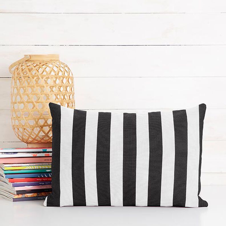 Decor Fabric Canvas Stripes – black/white,  image number 7