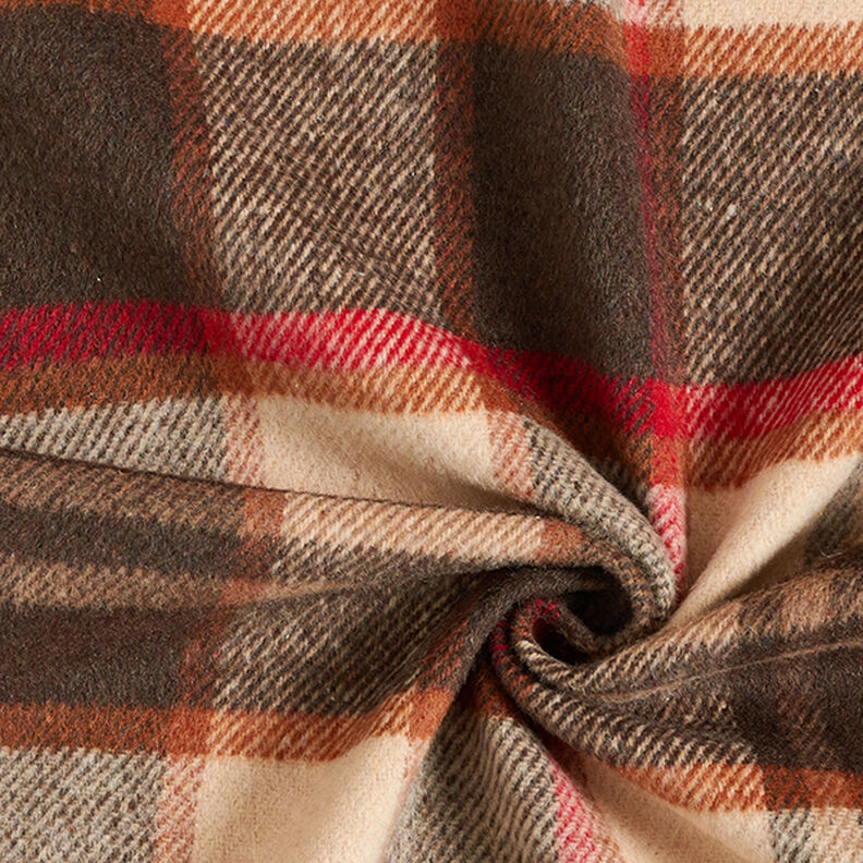 colourful checked coat fabric – cashew/black brown,  image number 3