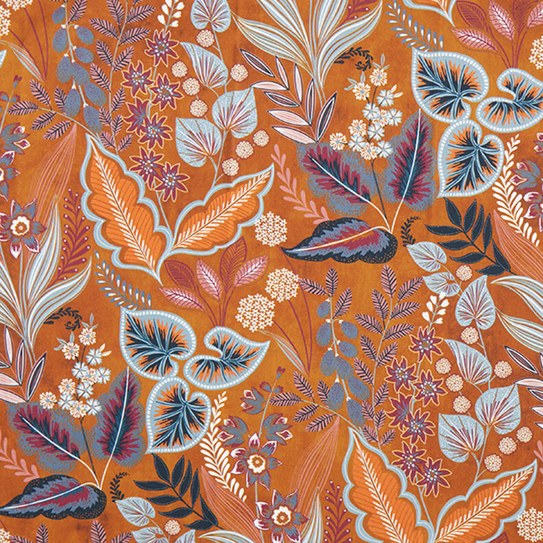Decor Fabric Half Panama Paisley Leaves – caramel,  image number 1