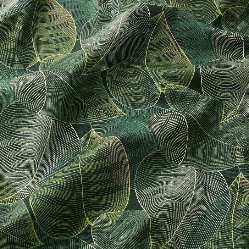 Decor Fabric Cotton Twill minimalist leaves – dark green, image number 2