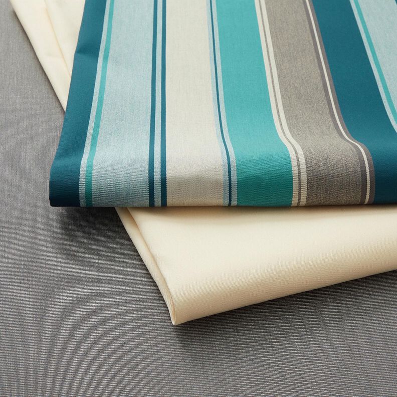 Outdoor Fabric Canvas Blurred Stripes – blue spruce/greige,  image number 5