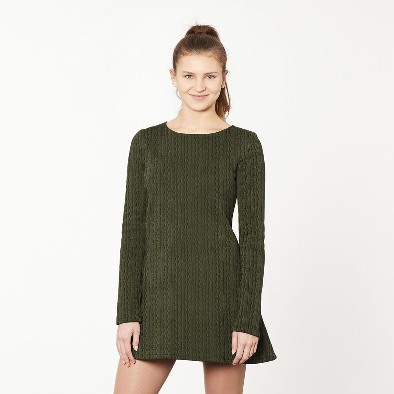 Knit Fabric Cable-knit print – dark pine, image number 6
