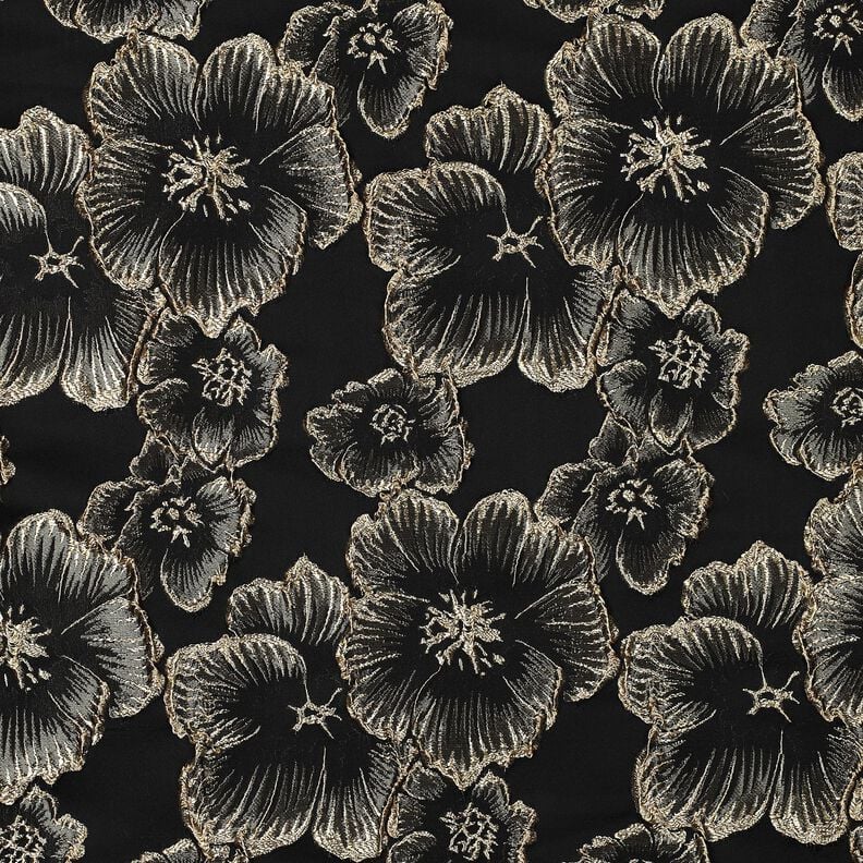 Jacquard 3D-effect flowers – black/almond, image number 1