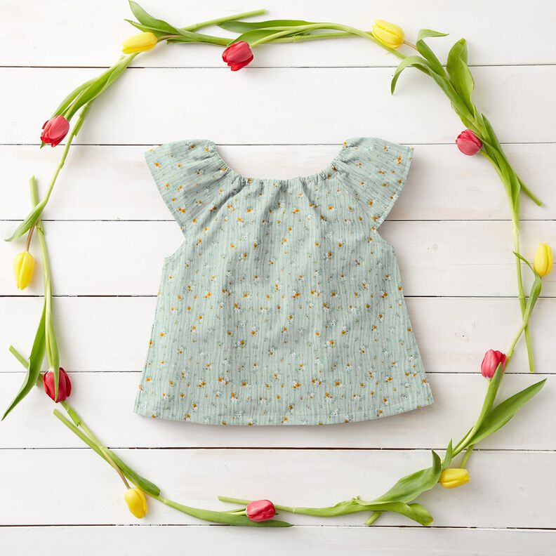 Double Gauze/Muslin romantic little flowers – pale mint, image number 6