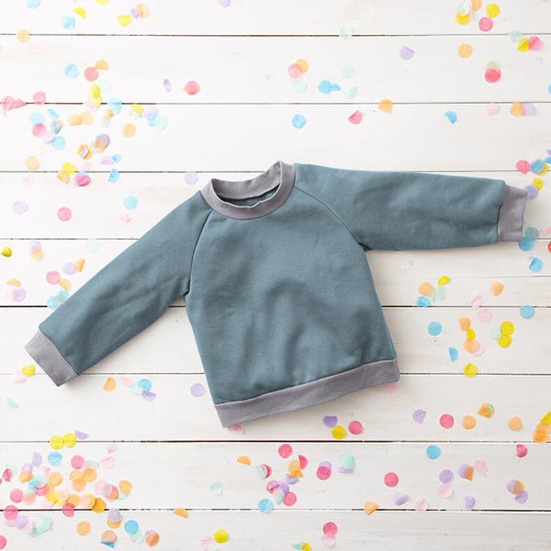 Light Cotton Sweatshirt Fabric Plain – dove blue,  image number 7