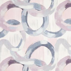 Decor Fabric Half Panama abstract rings – pastel mauve/blue, 