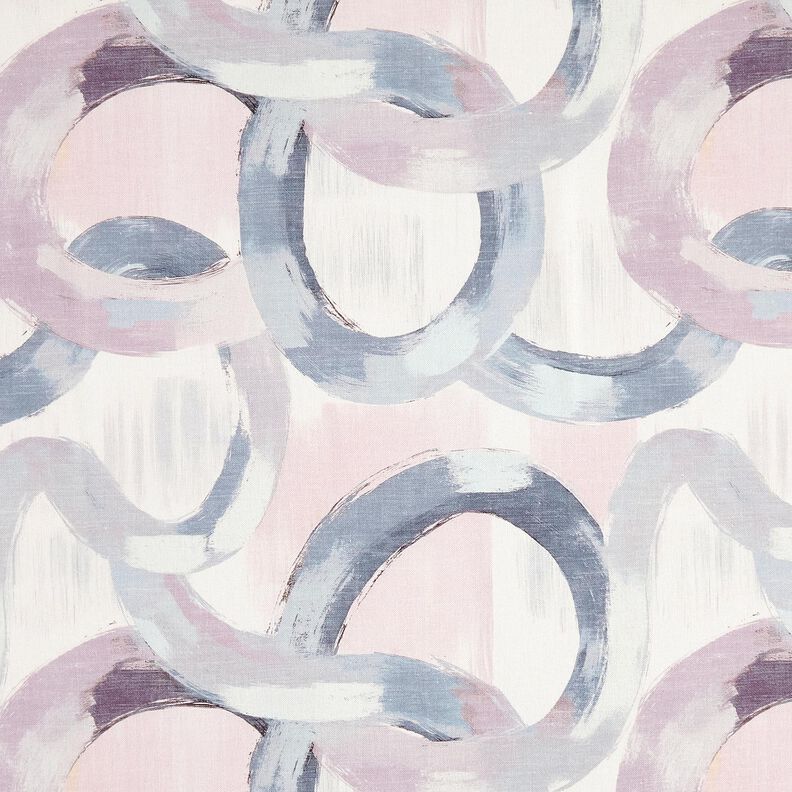 Decor Fabric Half Panama abstract rings – pastel mauve/blue, image number 1